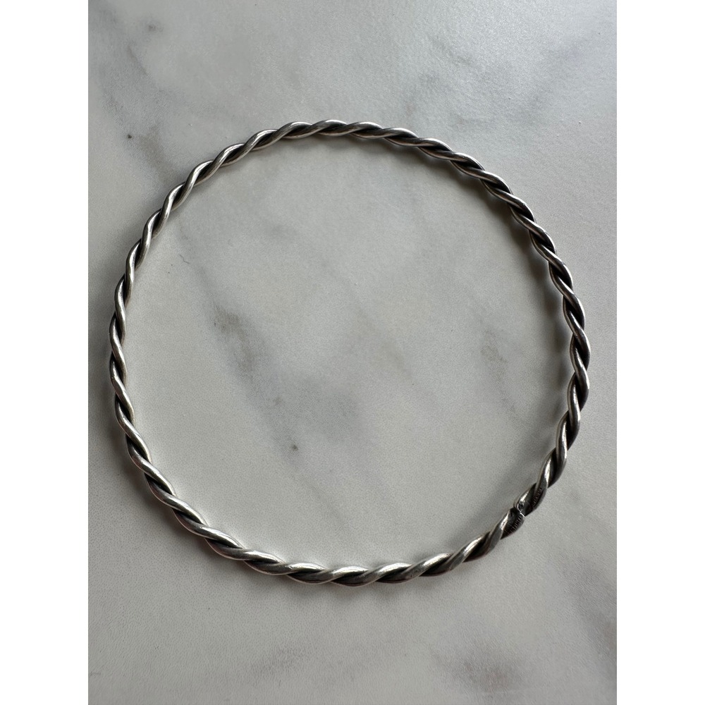 Vintage Sterling Silver Twisted Rope Bangle Bracelet 925 Cable Slip On 7.38g